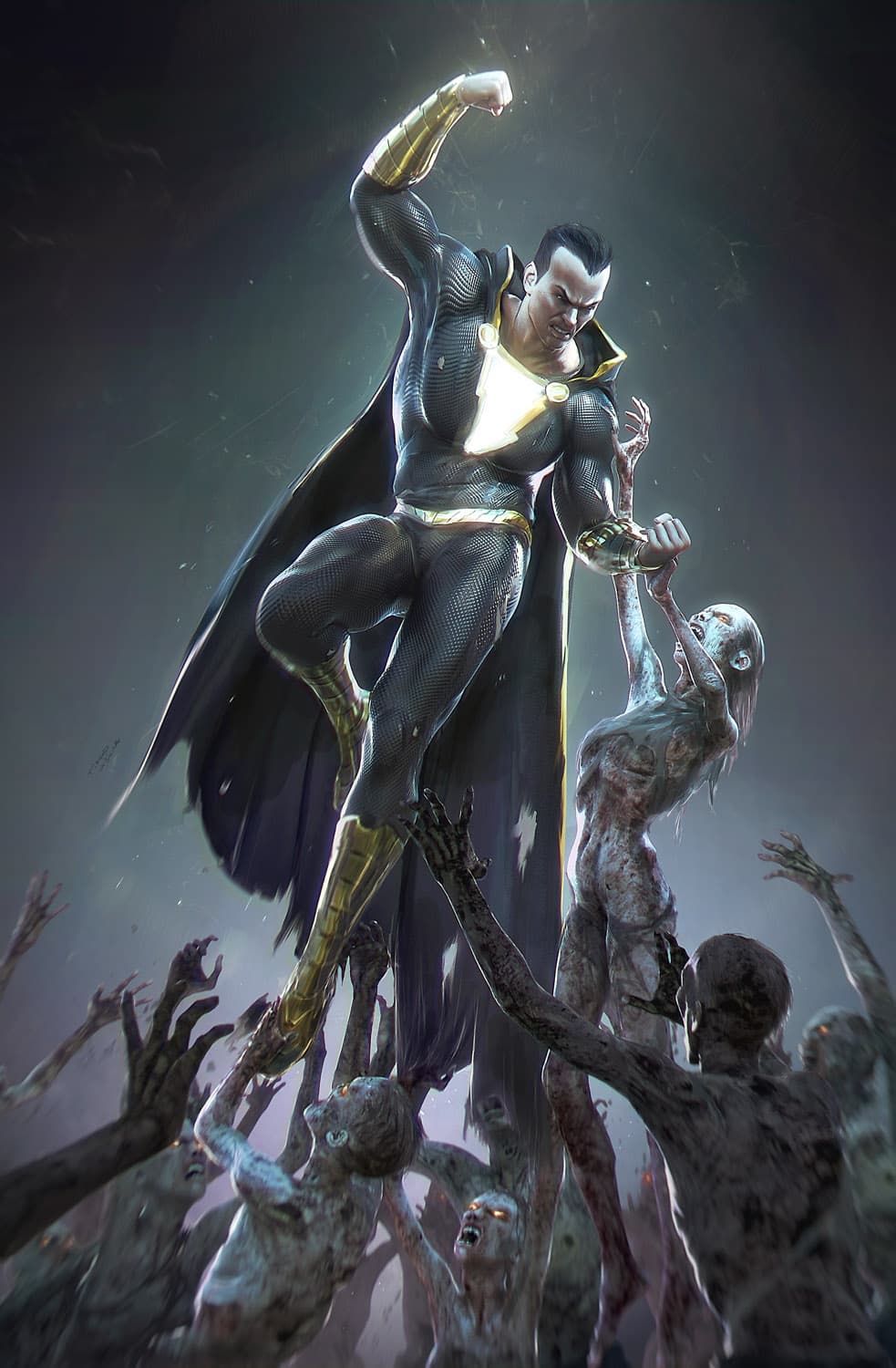 black adam dc comics Fantasy warrior illustration by Tiago da Silva, digital painting