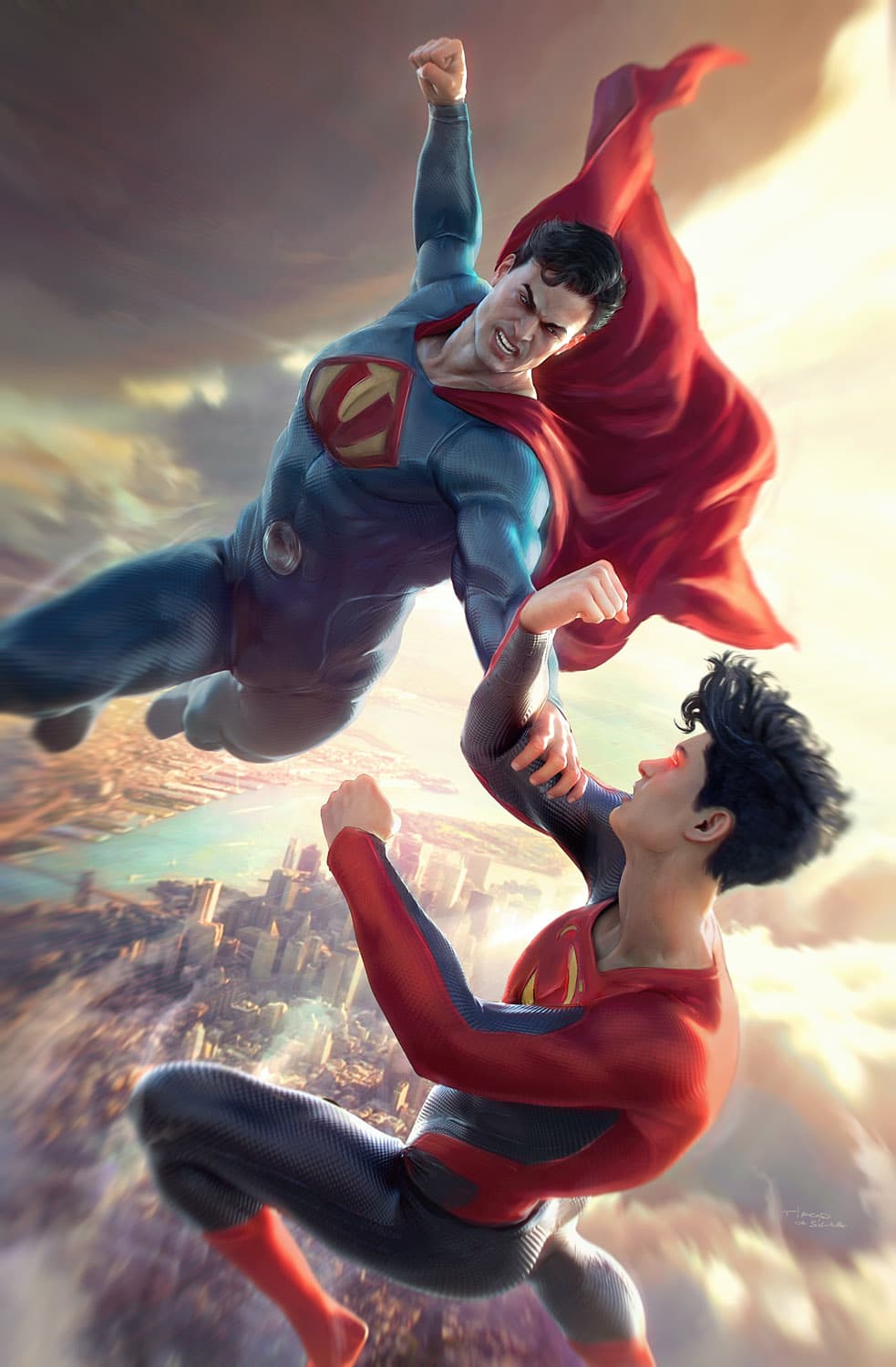 superman superboy ultraman Epic fantasy scene digital painting